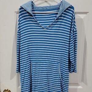 Talbots Blue and White Striped Top